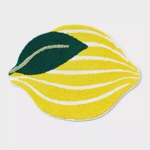 Lemon Shaped Machine Washable Non-Slip Bath Rug Yellow - Room Essentials